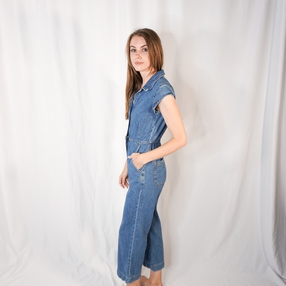 FREE PEOPLE Unchained Melody Jumpsuit Blue Denim - Picture 6 of 7